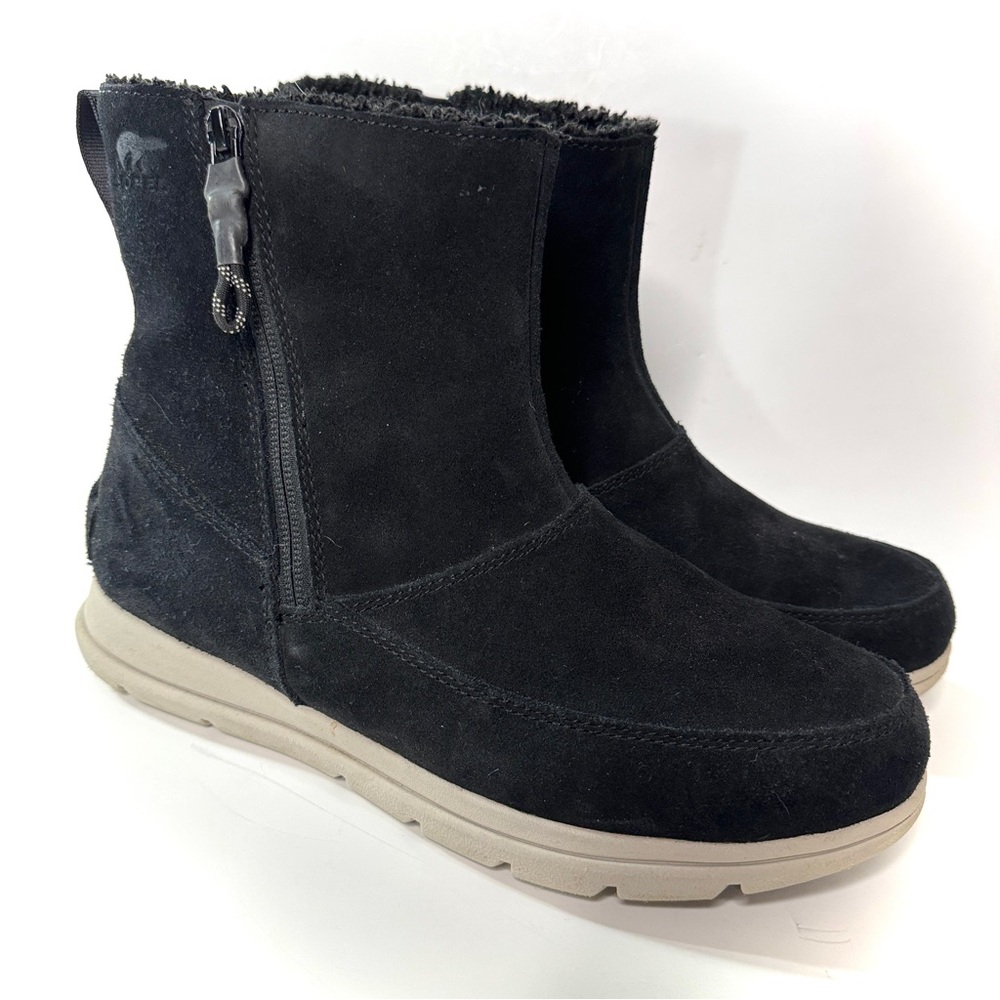 SOREL explorer zip boot black suede/9
